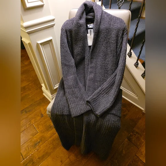 Barefoot Dreams Eco CozyChic Ribbed Robe Sz 2 Christmas Gift Carbon Charcoal - Picture 12 of 16